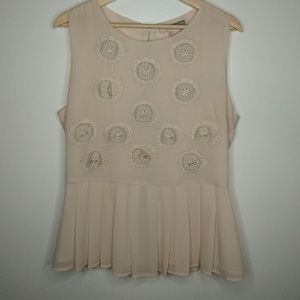 Sleeveless shirt pleated back zipper size L